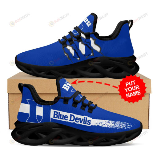 Duke Blue Devils Logo Pattern Custom Name 3D Max Soul Sneaker Shoes In Blue