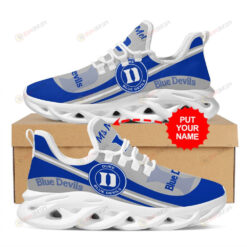 Duke Blue Devils Logo Pattern Custom Name 3D Max Soul Sneaker Shoes In Blue And Gray