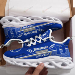 Duke Blue Devils Logo Pattern Custom Name 3D Max Soul Sneaker Shoes In Dark Blue