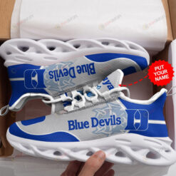 Duke Blue Devils Logo Pattern Custom Name 3D Max Soul Sneaker Shoes In Gray And Blue