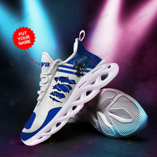 Duke Blue Devils Logo Torn Pattern Custom Name 3D Max Soul Sneaker Shoes