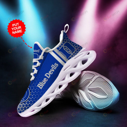 Duke Blue Devils Logo Triangle Pattern Custom Name 3D Max Soul Sneaker Shoes