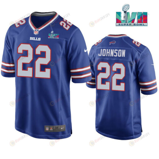 Duke Johnson 22 Buffalo Bills Super Bowl LVII Logo Game Player Men Jersey - Royal Jersey