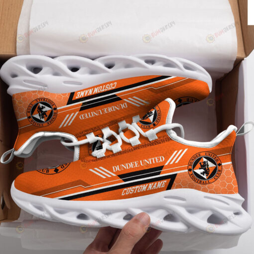 Dundee United Logo Custom Name Pattern 3D Max Soul Sneaker Shoes In Orange