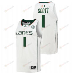Durand Scott 1 Miami Hurricanes College Basketball Men Jersey - White