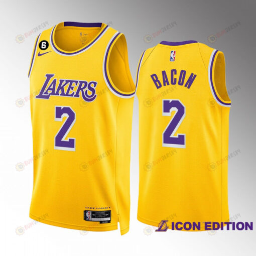 Dwayne Bacon 2 Los Angeles Lakers Gold Men Jersey 2022-23 Icon Edition Swingman