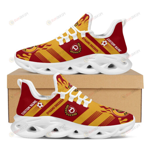 Dynamo Dresden Logo Custom Name Pattern 3D Max Soul Sneaker Shoes In Red And Yellow