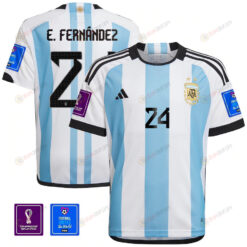 E. Fern?ndez 24 Argentina National Team Qatar World Cup 2022-23 Patch Home Jersey