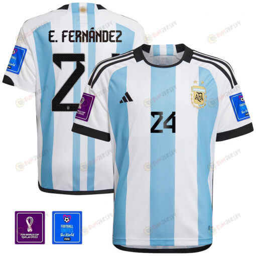 E. Fern?ndez 24 Argentina National Team Qatar World Cup 2022-23 Patch Home Jersey