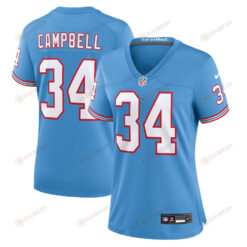 Earl Campbell 34 Tennessee Titans Oilers Throwback Alternate Game Women Jersey - Light Blue
