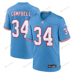 Earl Campbell 34 Tennessee Titans Oilers Throwback Retired Men's Jersey - Light Blue