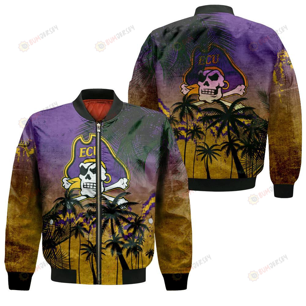 East Carolina Pirates Bomber Jacket 3D Printed Coconut Tree Tropical Grunge