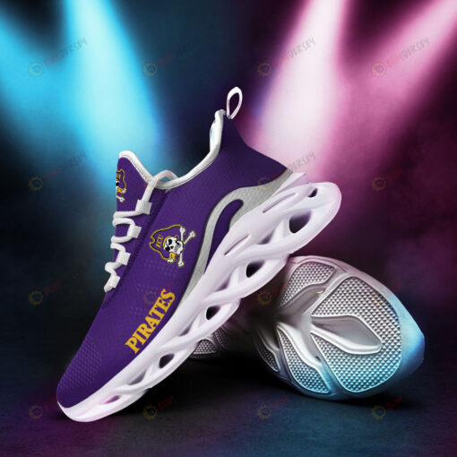 East Carolina Pirates Logo Pattern 3D Max Soul Sneaker Shoes In Purple