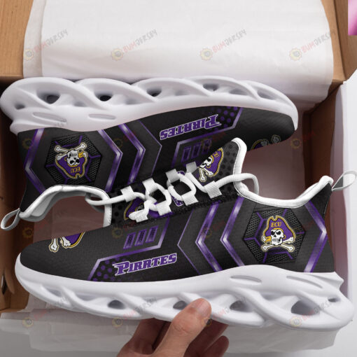 East Carolina Pirates Logo Pattern Custom Name 3D Max Soul Sneaker Shoes