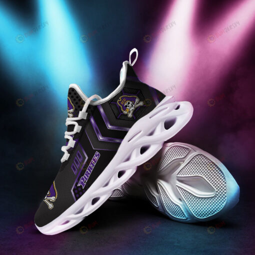 East Carolina Pirates Logo Pattern Custom Name 3D Max Soul Sneaker Shoes In Black