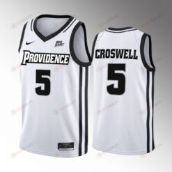 Ed Croswell 5 Providence Friars 2022-23 Home Uniform Jersey College Basketball White