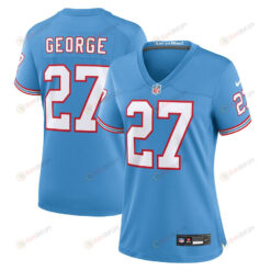 Eddie George 27 Tennessee Titans Oilers Throwback Alternate Game Women Jersey - Light Blue