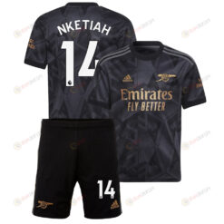 Eddie Nketiah 14 Arsenal Away Kit 2022 - 2023 Youth Jersey - Black