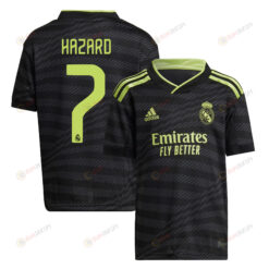 Eden Hazard 7 Real Madrid 2022/23 Third Youth Jersey - Black