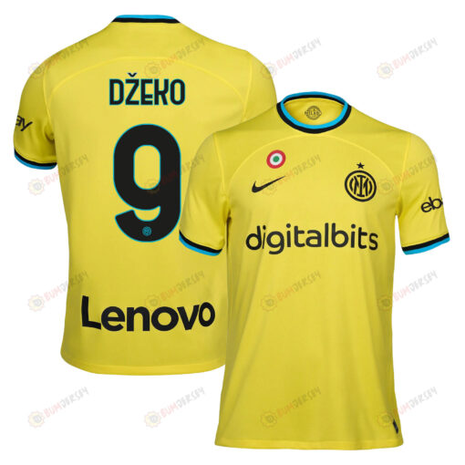 Edin D?eko 9 Inter Milan 2022/23 Third Men Jersey - Yellow