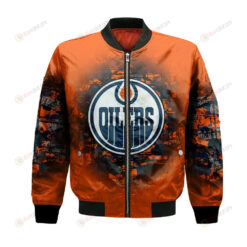 Edmonton Oilers Bomber Jacket 3D Printed Camouflage Vintage