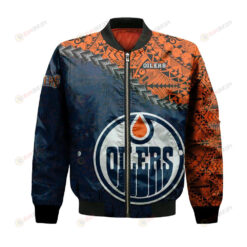 Edmonton Oilers Bomber Jacket 3D Printed Grunge Polynesian Tattoo