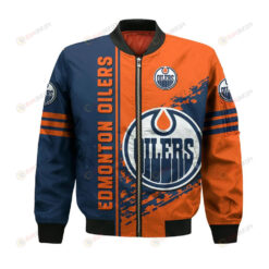 Edmonton Oilers Bomber Jacket 3D Printed Logo Pattern In Team Colours