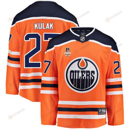 Edmonton Oilers Brett Kulak 27 Home 2022 Stanley Cup Final Breakaway Men Jersey - Orange