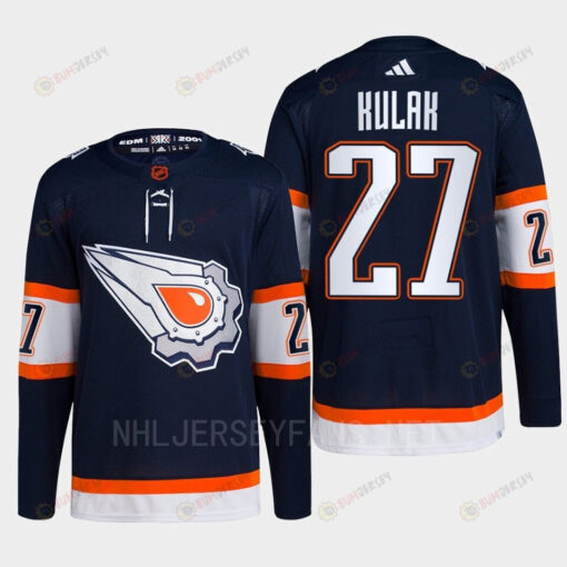 Edmonton Oilers Brett Kulak 27 Navy Primegreen Reverse Retro 2.0 Jersey 2022