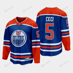 Edmonton Oilers Cody Ceci 5 2022-23 Home Royal Jersey Premier