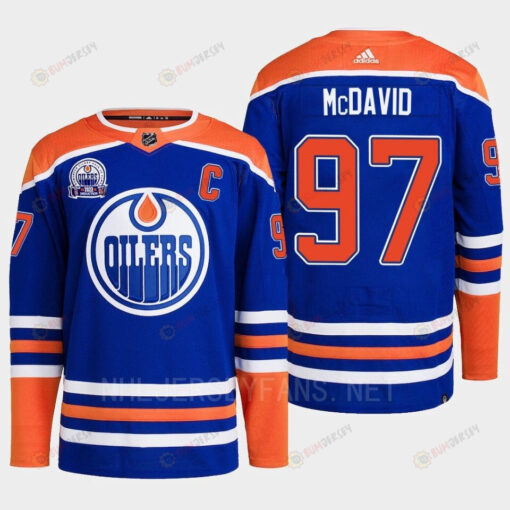 Edmonton Oilers Connor McDavid 97 Royal Primegreen Lee Ryan Hall Of Fame Patch Jersey 2022