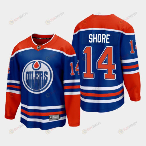 Edmonton Oilers Devin Shore 14 2022-23 Home Royal Jersey Premier