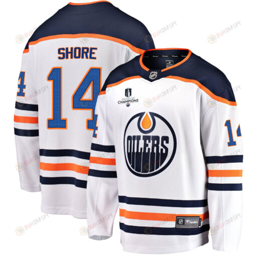 Edmonton Oilers Devin Shore 14 Away 2022 Stanley Cup Champions Breakaway Men Jersey - White