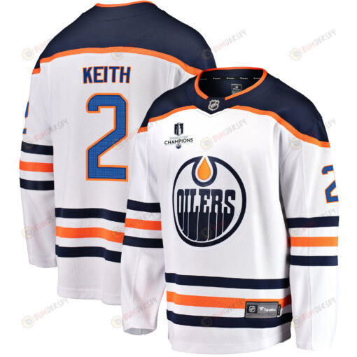 Edmonton Oilers Duncan Keith 2 Away 2022 Stanley Cup Champions Breakaway Men Jersey - White