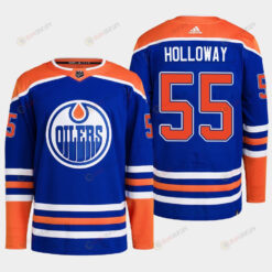 Edmonton Oilers Dylan Holloway 55 Royal Primegreen 2022-23 Home Jersey