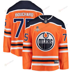 Edmonton Oilers Evan Bouchard 75 Home 2022 Stanley Cup Champions Breakaway Men Jersey - Orange