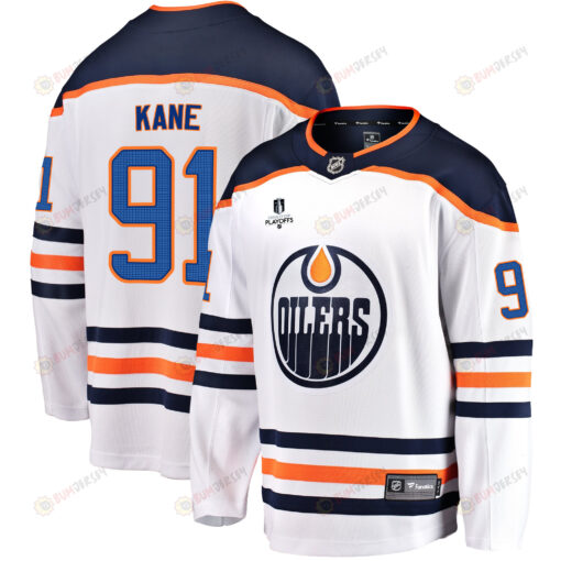 Edmonton Oilers Evander Kane 91 Away 2022 Stanley Cup Playoffs Breakaway Men Jersey - White