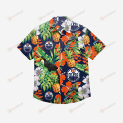 Edmonton Oilers Floral Button Up Hawaiian Shirt