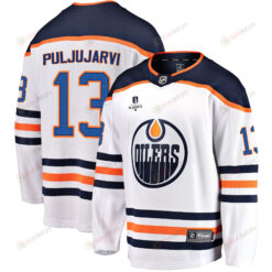 Edmonton Oilers Jesse Puljujarvi 13 Away 2022 Stanley Cup Playoffs Breakaway Men Jersey - White
