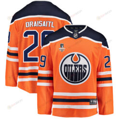 Edmonton Oilers Leon Draisaitl 29 Home 2022 Stanley Cup Final Breakaway Men Jersey - Orange