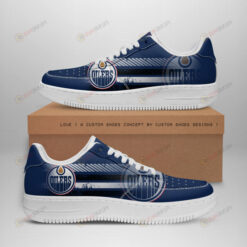 Edmonton Oilers Logo Pattern Air Force 1 Printed In Blue