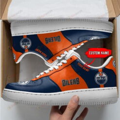 Edmonton Oilers Logo Pattern Custom Name Air Force 1 Printed