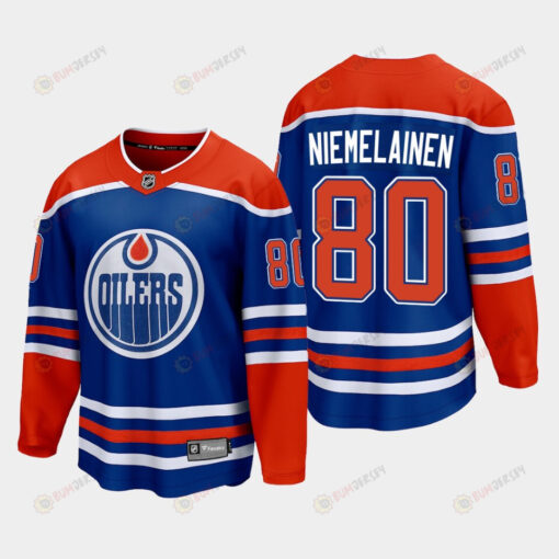 Edmonton Oilers Markus Niemelainen 80 2022-23 Home Royal Jersey Premier