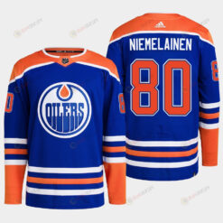 Edmonton Oilers Markus Niemelainen 80 Royal Primegreen 2022-23 Home Jersey
