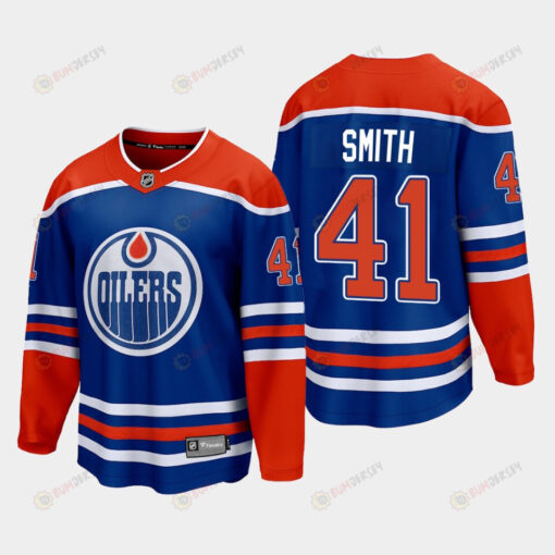 Edmonton Oilers Mike Smith 41 2022-23 Home Royal Jersey Premier