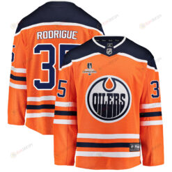 Edmonton Oilers Olivier Rodrigue 35 Home 2022 Stanley Cup Champions Breakaway Men Jersey - Orange