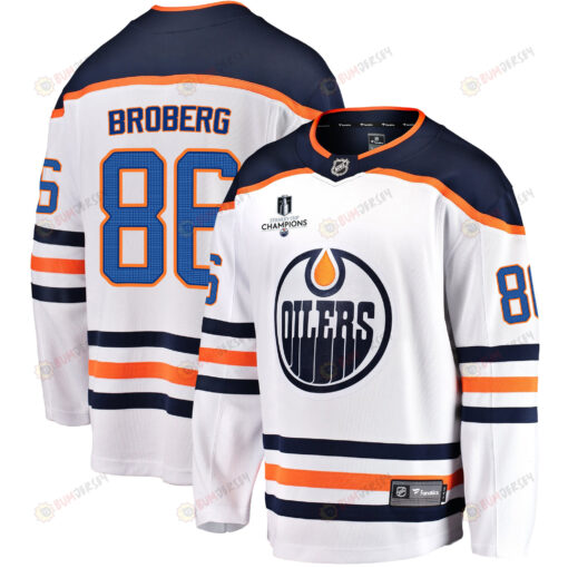 Edmonton Oilers Philip Broberg 86 Away 2022 Stanley Cup Champions Breakaway Men Jersey - White