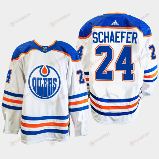Edmonton Oilers Reid Schaefer 24 White Away Primegreen Jersey 2022-23