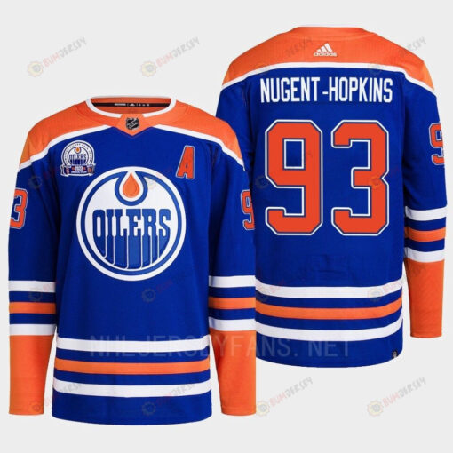 Edmonton Oilers Ryan Nugent-Hopkins 93 Royal Primegreen Lee Ryan Hall Of Fame Patch Jersey 2022