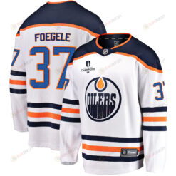Edmonton Oilers Warren Foegele 37 Away 2022 Stanley Cup Champions Breakaway Men Jersey - White